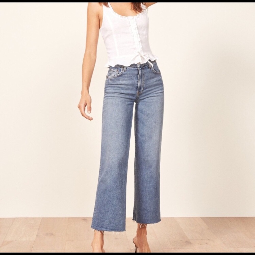 Reformation cropped stretch jeans
